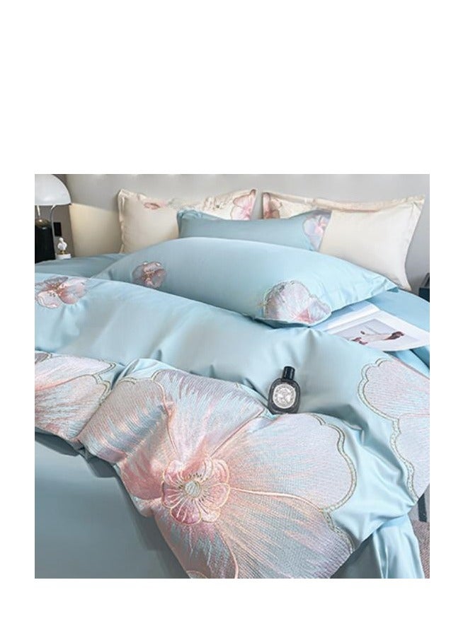 Fitted Sheet Style — French High-End 60 Thread Pure Cotton Embroidered Bedding Four Piece Set - Image 3