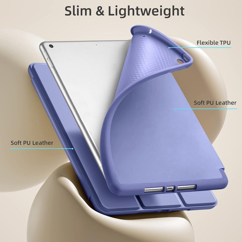 Akkerds Case Compatible with iPad 10.2 Inch 2021/2020/2019, for iPad 9th/8th/7th Generation Case with Pencil Holder, Protective Cover with Soft TPU Back, Auto Sleep/Wake, BluePurple - Image 5