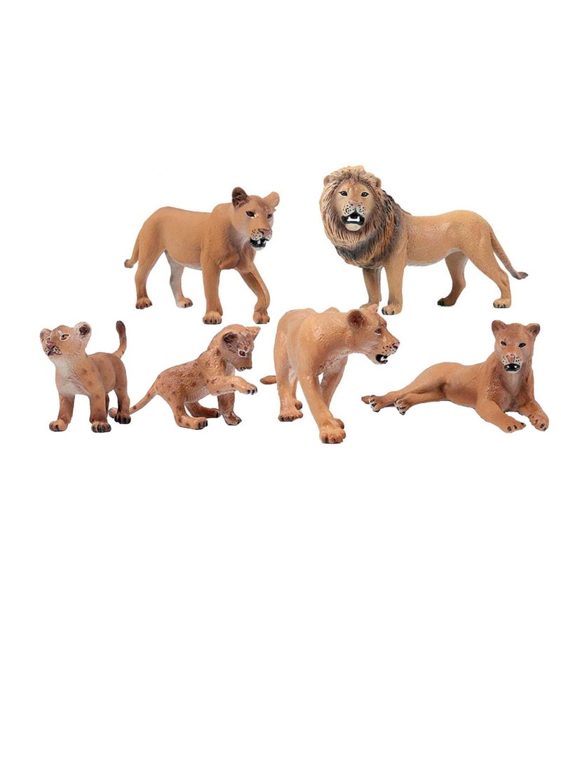 6 Pack Realistic Lion Toy, Realistic Forest Animals Baby Figurines, Plastic Animal Learning Educational Bath Toys, Suitable for Science Project Cake Party Decor - Image 1