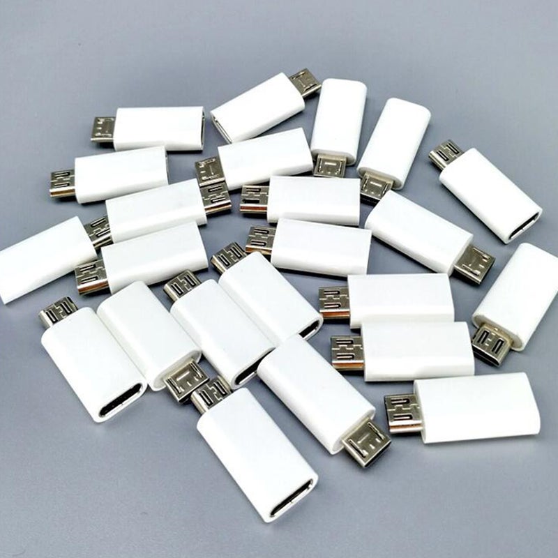 قطعتان/مجموعة محول بيانات من النوع C أنثى إلى Micro USB للأجهزة اللوحية والهواتف المحمولة وأجهزة الكمبيوتر المحمولة (أبيض) - Image 2