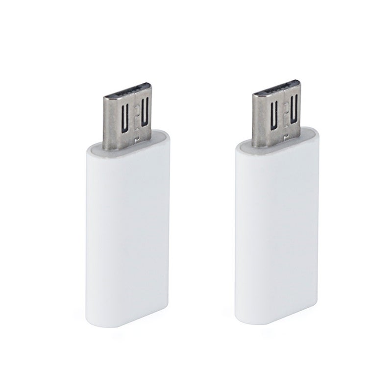 قطعتان/مجموعة محول بيانات من النوع C أنثى إلى Micro USB للأجهزة اللوحية والهواتف المحمولة وأجهزة الكمبيوتر المحمولة (أبيض) - Image 1