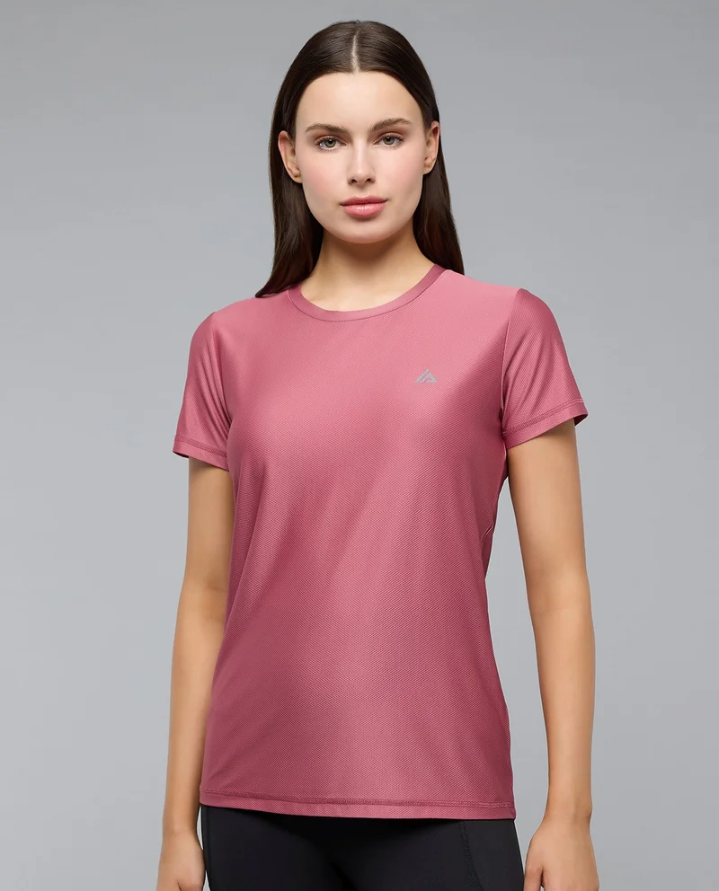 أر أند بي Solid Active T-Shirt with Crew Neck and Short Sleeves