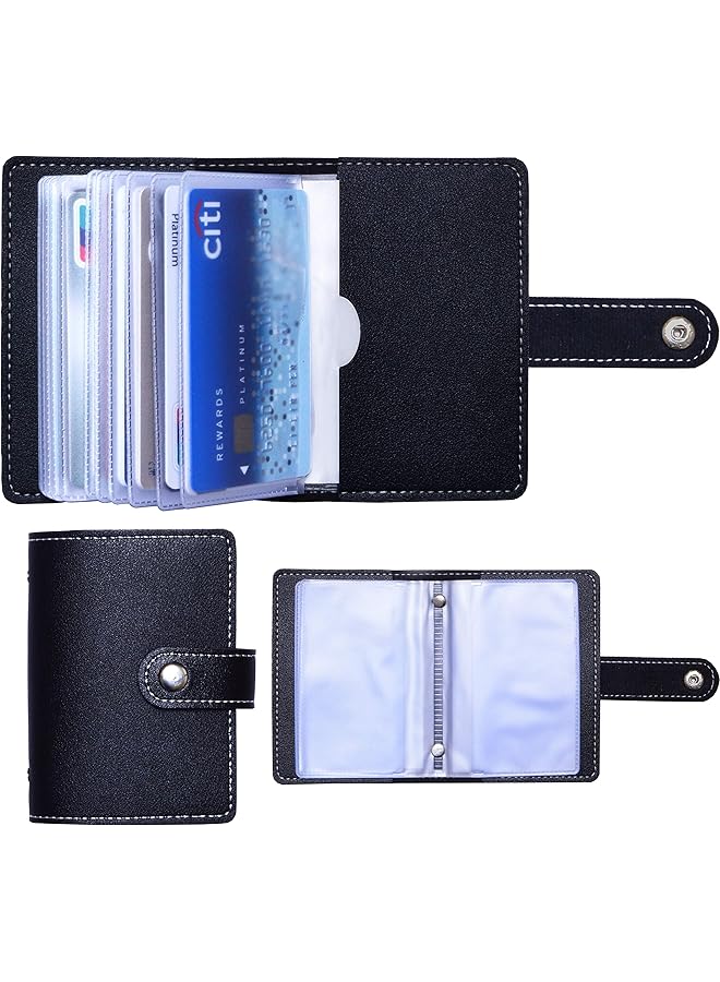 erorex Slim Minimalist Mini Case Holder Organizer Wallet Soft Pu Leather Credit Card Holder With 26 Card Slots For Men And Women'S Black - Image 1