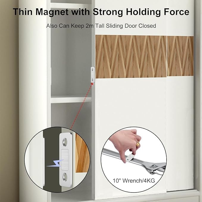DZOPE DZOPE Magnetic Door Catch Ultra Thin Cabinet Magnetic Catch with Strong Adhesive Screws Stainless Steel Drawer Lock Furniture Safety Latches for Kitchen Cupboard Closet Sliding Door 4  - Image 3