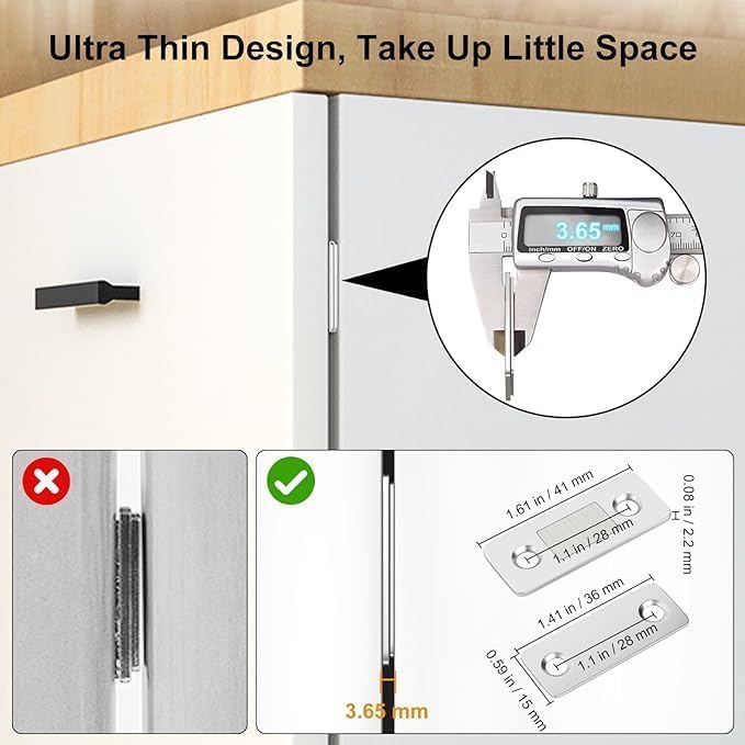 DZOPE DZOPE Magnetic Door Catch Ultra Thin Cabinet Magnetic Catch with Strong Adhesive Screws Stainless Steel Drawer Lock Furniture Safety Latches for Kitchen Cupboard Closet Sliding Door 4  - Image 4