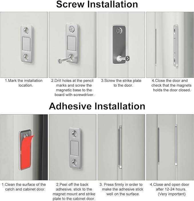 DZOPE DZOPE Magnetic Door Catch Ultra Thin Cabinet Magnetic Catch with Strong Adhesive Screws Stainless Steel Drawer Lock Furniture Safety Latches for Kitchen Cupboard Closet Sliding Door 4  - Image 5