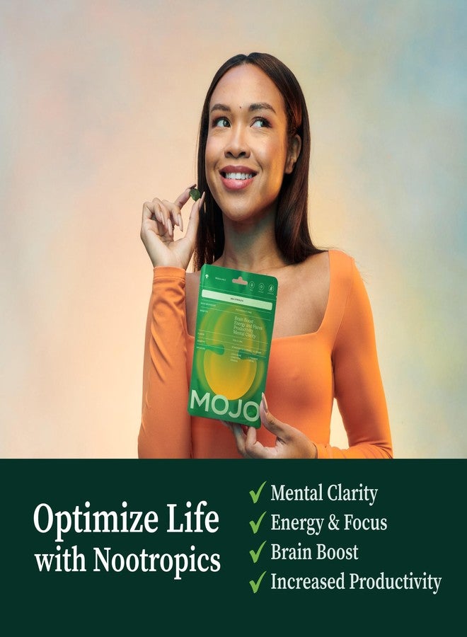 Mojo Extra Strength Focus Gummies with Lion’s Mane, Cordyceps, Ginseng & L-Theanine - Mushroom Gummies Brain Supplement for Adults, Memory/Energy Support, Focus Fuel, Yuzu Lime (1 Pack) - Image 4