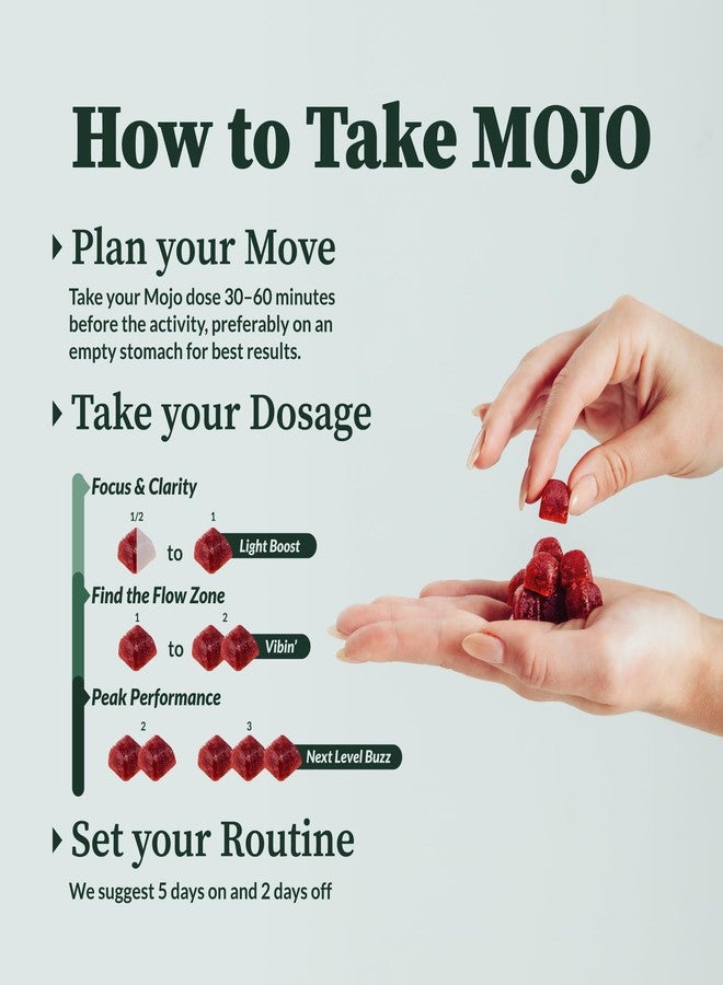 Mojo Extra Strength Focus Gummies with Lion’s Mane, Cordyceps, Ginseng & L-Theanine - Mushroom Gummies Brain Supplement for Adults, Memory/Energy Support, Focus Fuel, Yuzu Lime (1 Pack) - Image 3