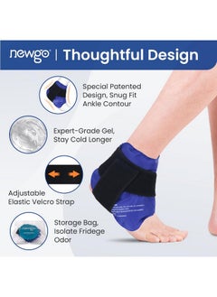 NEWGO NEWGO Ankle Ice Pack Wrap for Swelling, Ice Pack for Ankle Injuires Reusable Ankle Cold Pack Wrap Hot Cold Therapy Ankle Ice Wrap for Sprained Ankles, Achilles Tendonitis Ankle - Blue  - Image 3