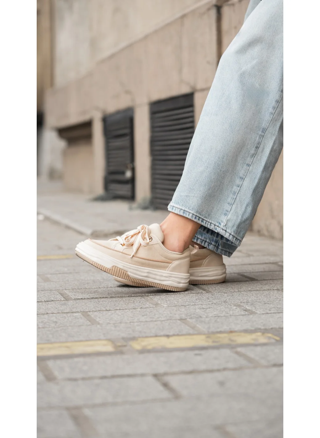 مارجين Margin Women's Sneaker Sports Shoes Linen Fabric Lace Up Hesna