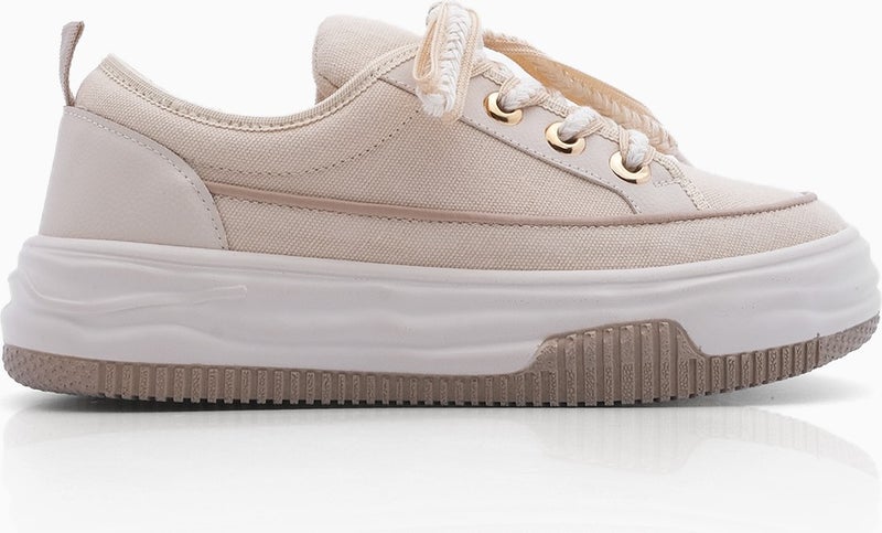 MARJIN Margin Women's Sneaker Sports Shoes Linen Fabric Lace Up Hesna  - Image 3