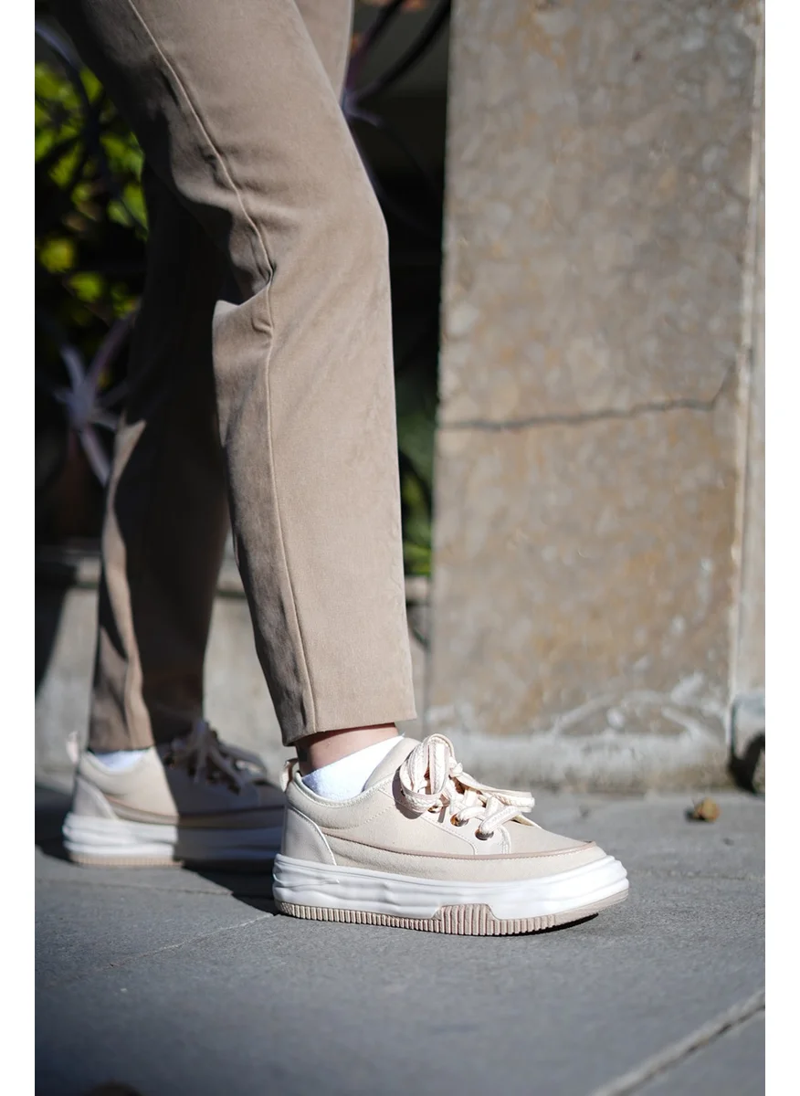 مارجين Margin Women's Sneaker Sports Shoes Linen Fabric Lace Up Hesna
