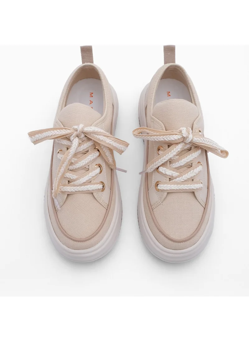 مارجين Margin Women's Sneaker Sports Shoes Linen Fabric Lace Up Hesna