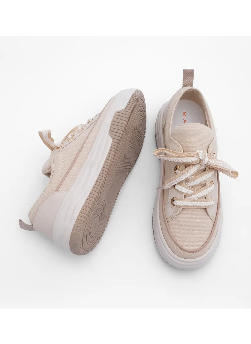 مارجين Margin Women's Sneaker Sports Shoes Linen Fabric Lace Up Hesna