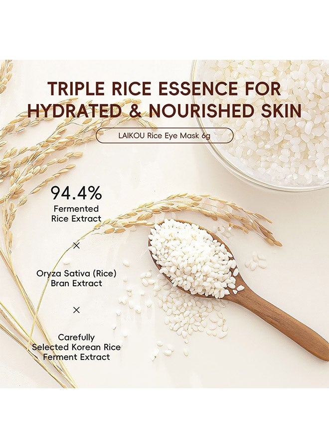 لايكو قناع للعين بالأرز، 94.4% مركب أرز مخمر ثلاثي لصقات تحت العين للجفاف والهالات السوداء، مرطب، محفز للتماسك، مغذي بعمق، منشط، يرطب، يقلل التجاعيد والخطوط الدقيقة تحت العين، 5 قطع - Image 4