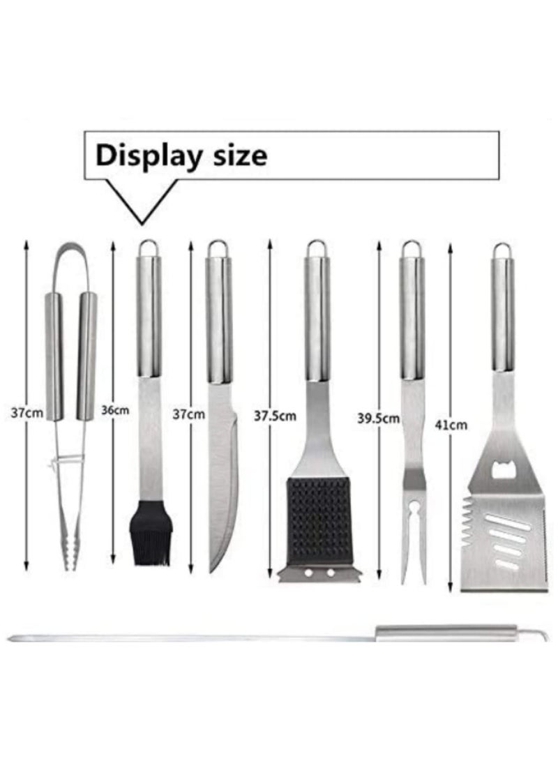 19Pcs BBQ Tools Set Portable Stainless Steel Barbecue Outdoor Indoor Grilling Utensil for Camping Picnic Garden Party with Aluminium Case  - Image 4