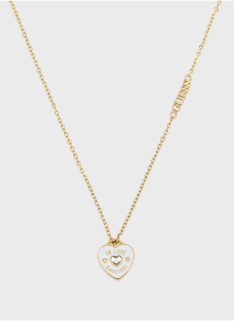 GUESS Jubn05052Jwygwht/U 16-18 Inch Heart Charm Necklace  - Image 1