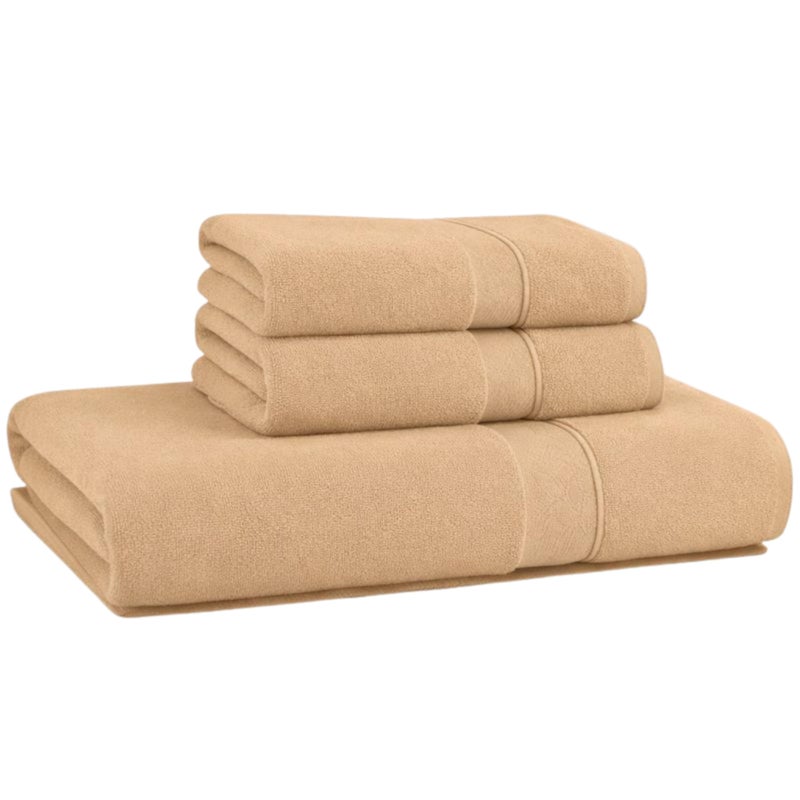 Burak Tekstil 3 Piece Egyptian Cotton Bath Towels Set with Jacquard Leaf Border - 1 Large Hand Towel 100x50 cm and 2 Face Towels 30x30 cm - Highly Absorbent (Beige, 1 Hand Towel + 2 Face Towels)