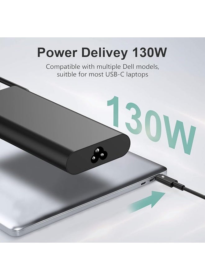 Terabyte Original Replacement Dell 130W Laptop Charger USB C Slim AC Power Adapter for Dell Xps 17,Precision 5550 5530 2in1,XPS 15 2in1 9575，DA130PM170 HA130PM170 0K00F5 K00F5 0M0H25 M0H25 T4V18 - Image 2