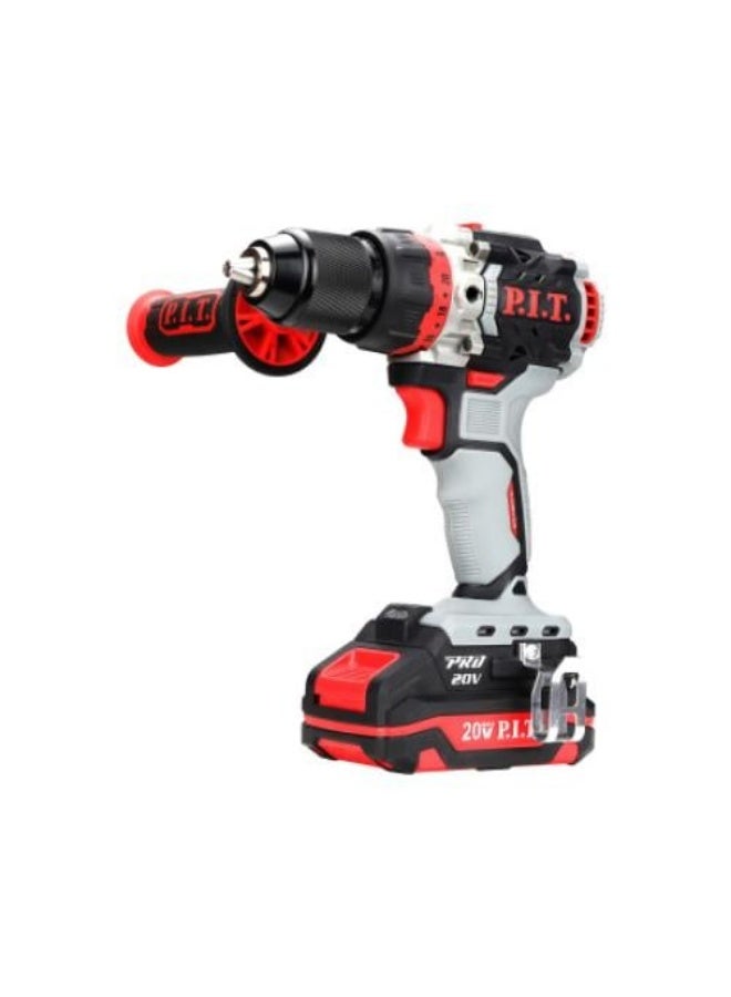 دريل همر بطارية 20 فولت رأس 13 مم مع شاحن وبطاريتين P.I.T موديل PSB20H-13D/2