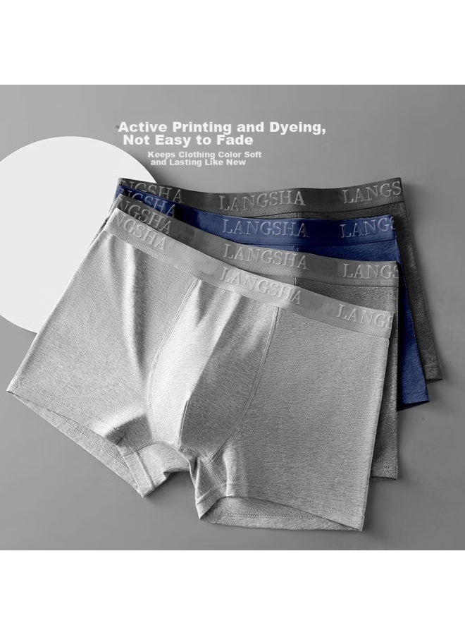 LANG SHA Langsha Men's Underwear, Pure Cotton, 7a Grade Antibacterial, Comfortable Men's Boxer Briefs, Men's Shorts, Underpants, 4 Pieces  - Image 2