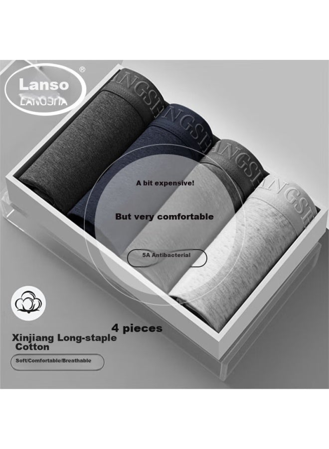 LANG SHA Langsha Men's Underwear, Pure Cotton, 7a Grade Antibacterial, Comfortable Men's Boxer Briefs, Men's Shorts, Underpants, 4 Pieces  - Image 1