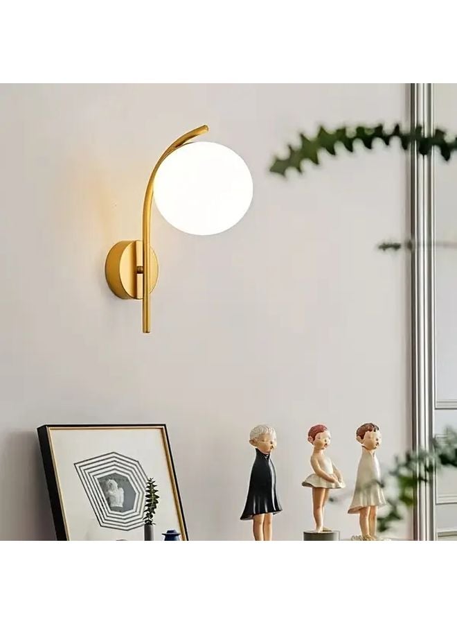 Black Modern Glass Globe Wall Sconce Semi Flush Mount Light Fixture E27 Bulb Base for Hallway Bedroom Living Room - Image 1