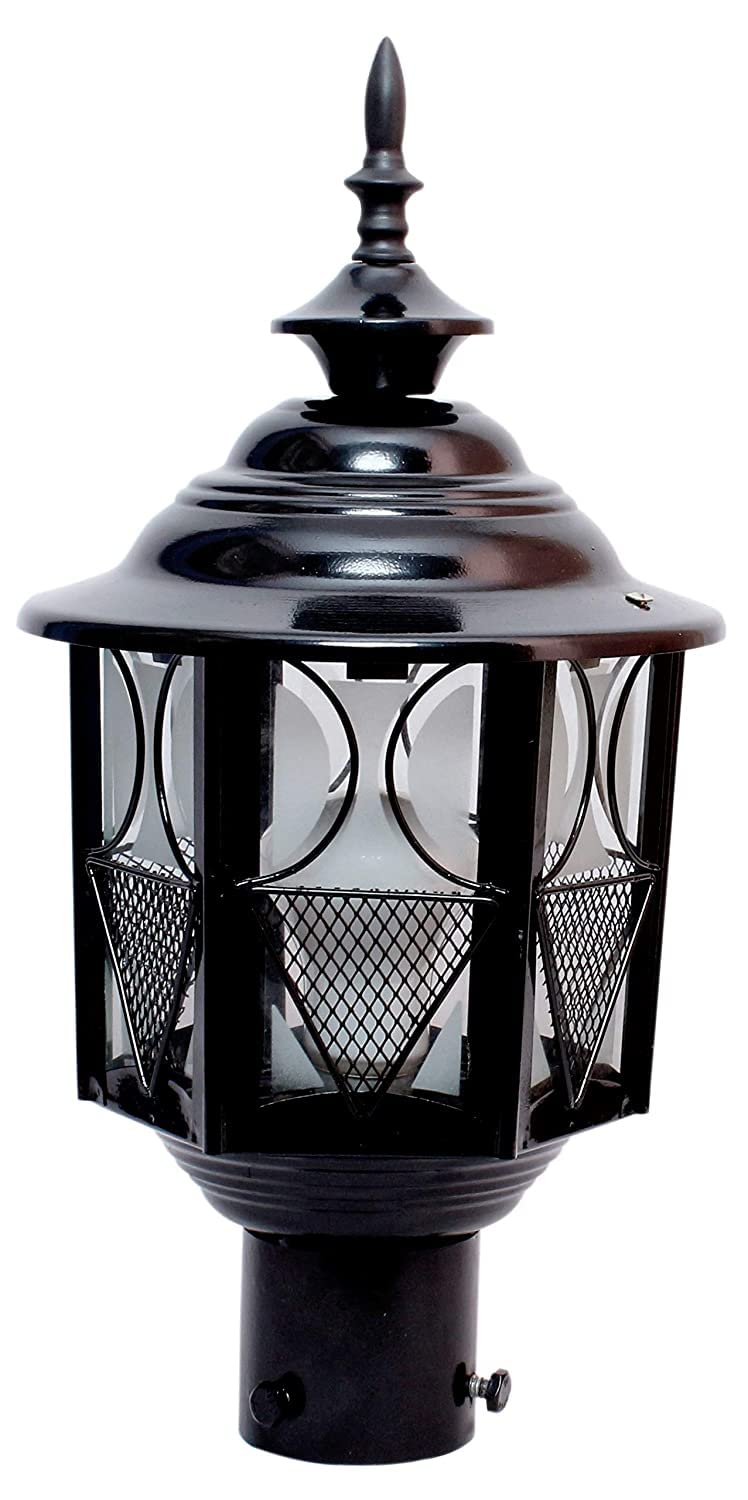 KINIS Modern Shape Pole Lamp/Gate Light/ Outdoor Lamp/Outdoor Light/Pillar Light - Black and Clear, Pack of 2(Metal;Glass) - Image 3