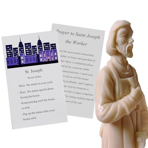 Flazmyxent St Joseph Statue for Selling House Resin Figurine Protecting Home with Instruction Prayer Complete Set Solid, Beige 4.7" H - Image 4
