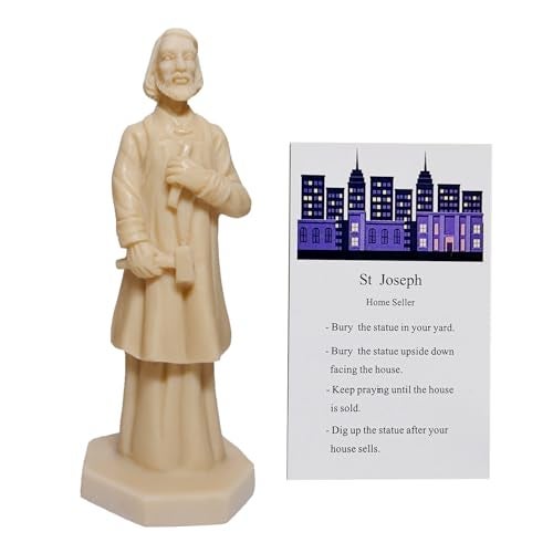 Flazmyxent St Joseph Statue for Selling House Resin Figurine Protecting Home with Instruction Prayer Complete Set Solid, Beige 4.7" H - Image 1