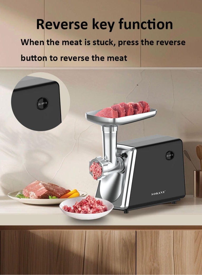 sokany Electric Meat Grinder,Meat Mincer Grinder, 2500W Pure Multifunctional Household Food Processing Machine, with Stainless Steel Blades & Grinding Plates & Sausage Stuffer Tube for Home Kitchen Use,SK-06017 - Image 4