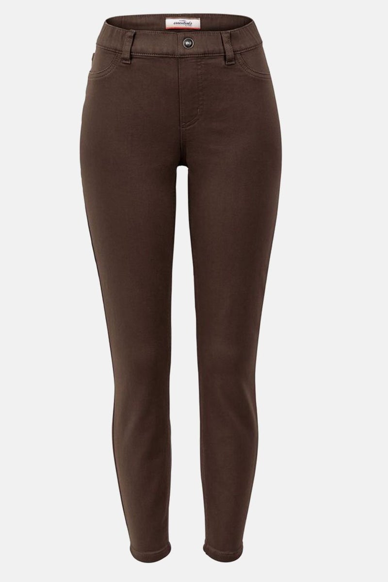 Tchibo Women Slim Fit Belt Loops Treggings, Brown - Image 3