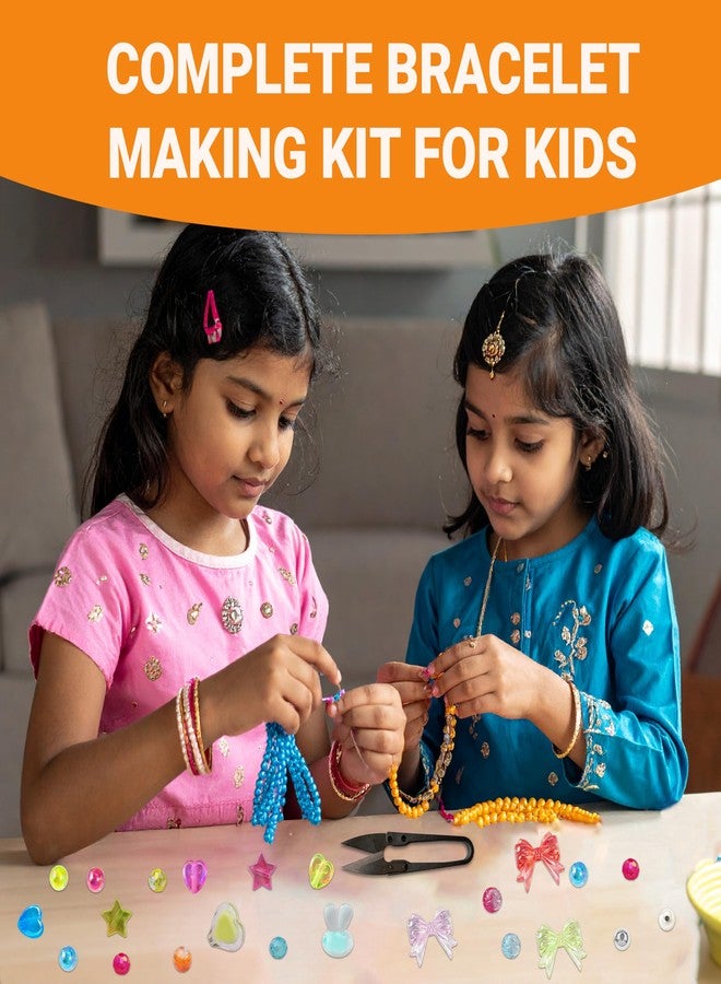 STEMTICS Bracelet Making Kit for Girls Age 5-8 Years Old with Beads and Charms | Stylish Jewellery Birthday Gift Set for Girl Kids 5, 6, 7, 8 Year Old (Sparkle Strings) - Image 3