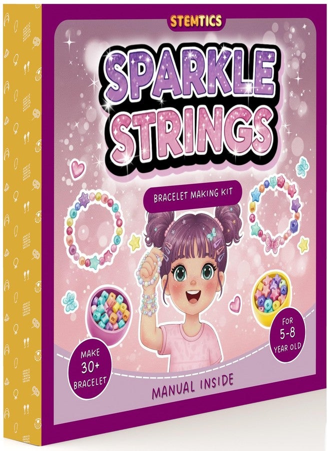 STEMTICS Bracelet Making Kit for Girls Age 5-8 Years Old with Beads and Charms | Stylish Jewellery Birthday Gift Set for Girl Kids 5, 6, 7, 8 Year Old (Sparkle Strings) - Image 2