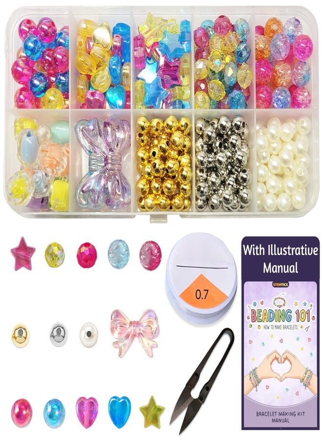 STEMTICS Bracelet Making Kit for Girls Age 5-8 Years Old with Beads and Charms | Stylish Jewellery Birthday Gift Set for Girl Kids 5, 6, 7, 8 Year Old (Sparkle Strings) - Image 1