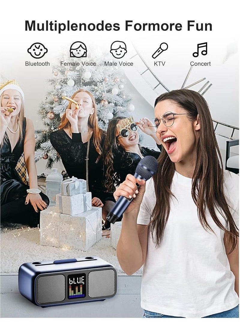 Smart Berry Portable Karaoke Machine with Dual Wireless Microphones – Rechargeable Bluetooth Speaker for Kids & Adults, AUX/USB/TF Card Support, PA System for Home, Parties, and Outdoor Entertainment - Image 3