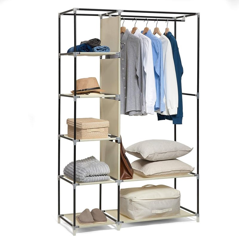 AsolBD Portable Wardrobe - Premium Non-Woven Fabric Clothes Closet Extra Strong, Durable & Easy to Assemble Ultimate Clothing Storage Organizer Clutter-Free Wardrobe (Beige) - Image 5