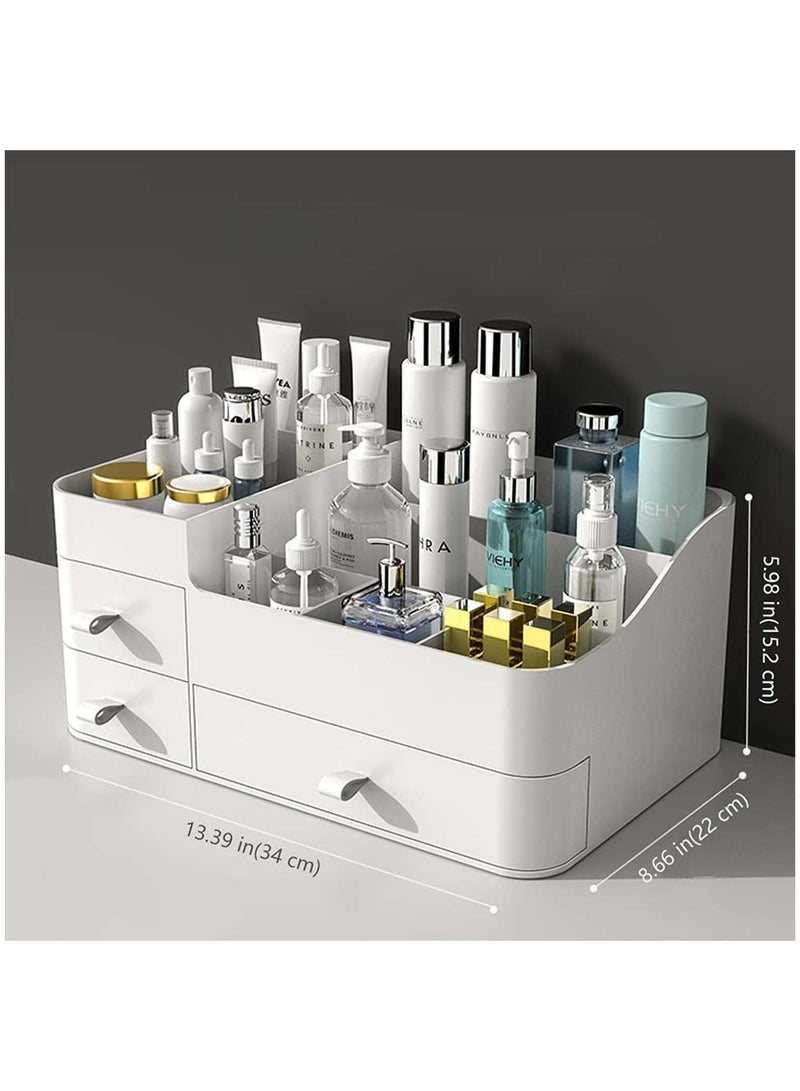 SYOSI Makeup Organizer for Vanity Large Capacity Desk Organizer with Drawers for Cosmetics Lipsticks Jewelry Nail Care Skincare Ideal for Bedroom and Bathroom Countertops  Large White - Image 2