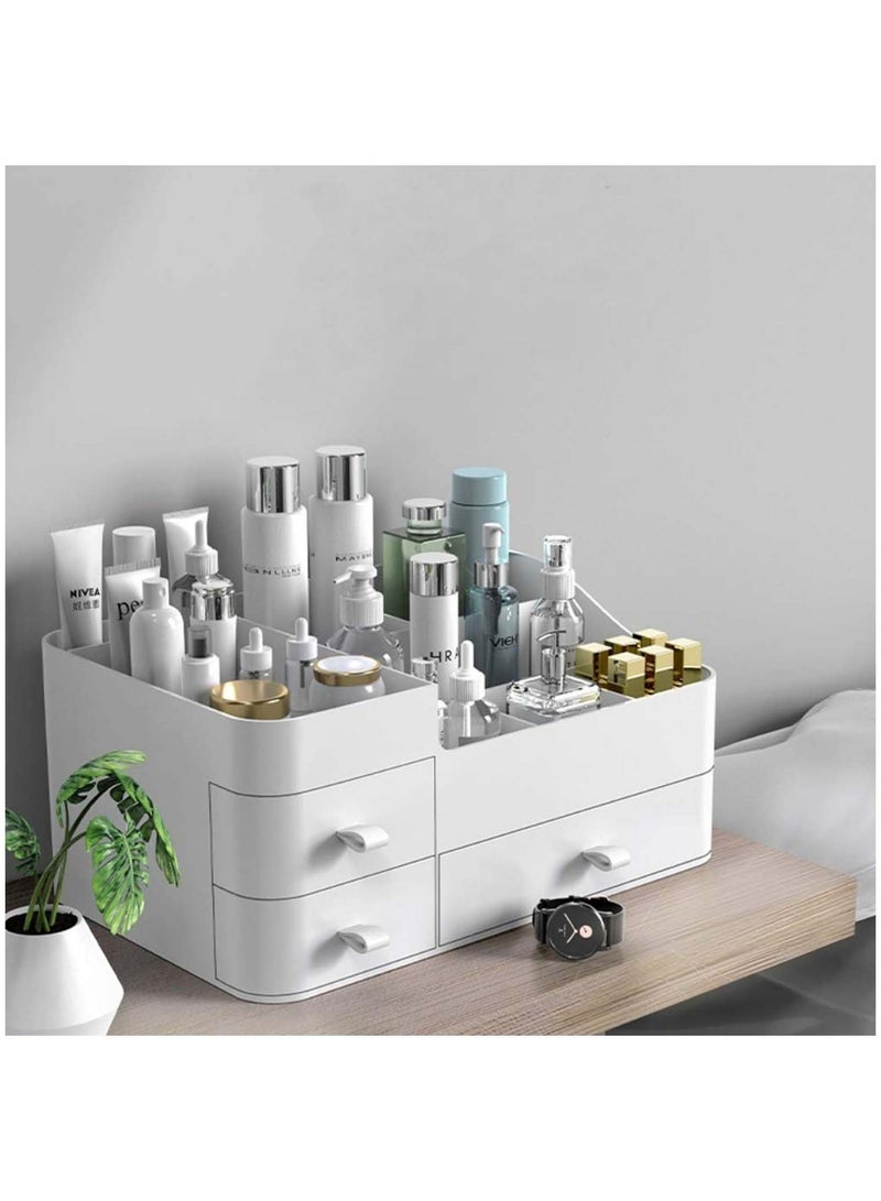 SYOSI Makeup Organizer for Vanity Large Capacity Desk Organizer with Drawers for Cosmetics Lipsticks Jewelry Nail Care Skincare Ideal for Bedroom and Bathroom Countertops  Large White - Image 1