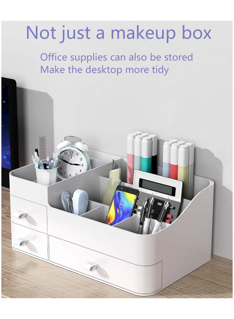 SYOSI Makeup Organizer for Vanity Large Capacity Desk Organizer with Drawers for Cosmetics Lipsticks Jewelry Nail Care Skincare Ideal for Bedroom and Bathroom Countertops  Large White - Image 3