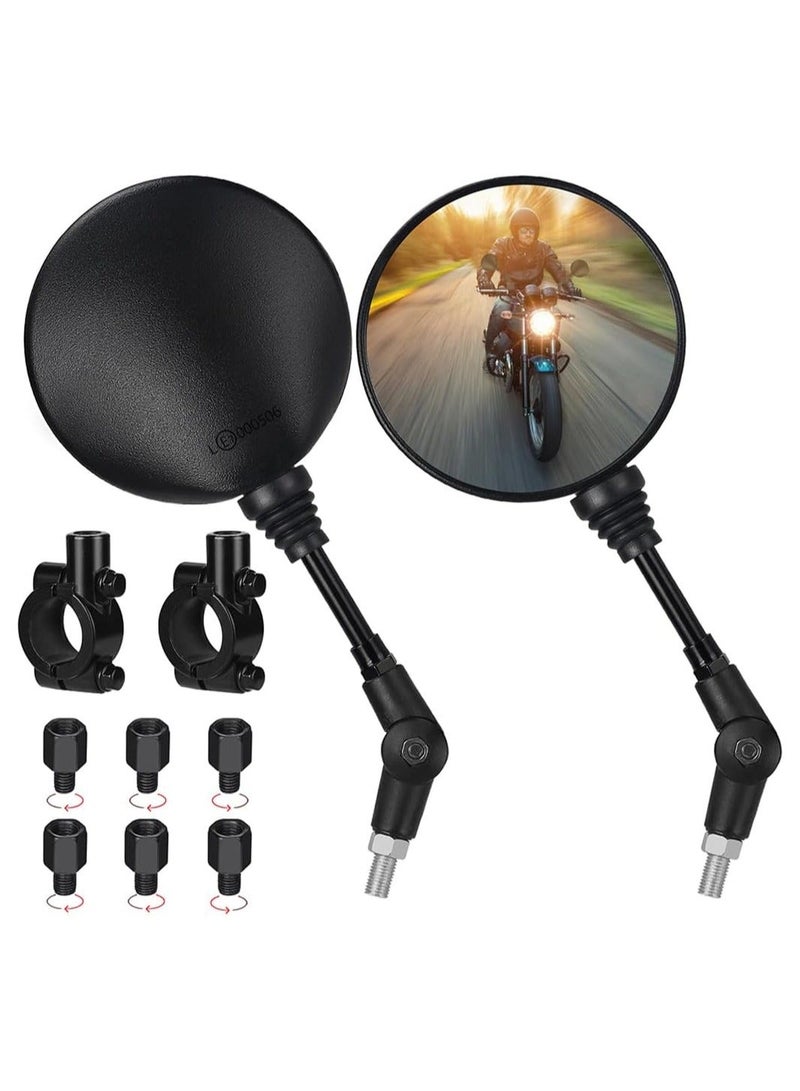 Motorcycle Mirror, Universal Motorcycle Mirror with 7/8 Inch 22 mm Handlebar Clamp, Universal Foldable Round Rear View Mirror for Motorcycles, Street Bikes, Scooters and Sports Motorcycles - Image 1