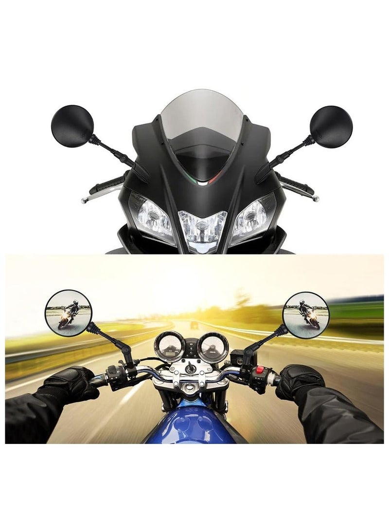 Motorcycle Mirror, Universal Motorcycle Mirror with 7/8 Inch 22 mm Handlebar Clamp, Universal Foldable Round Rear View Mirror for Motorcycles, Street Bikes, Scooters and Sports Motorcycles - Image 2