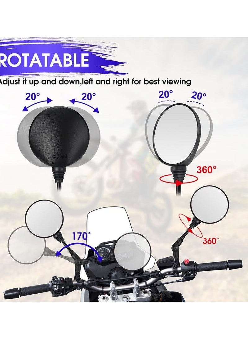 Motorcycle Mirror, Universal Motorcycle Mirror with 7/8 Inch 22 mm Handlebar Clamp, Universal Foldable Round Rear View Mirror for Motorcycles, Street Bikes, Scooters and Sports Motorcycles - Image 5