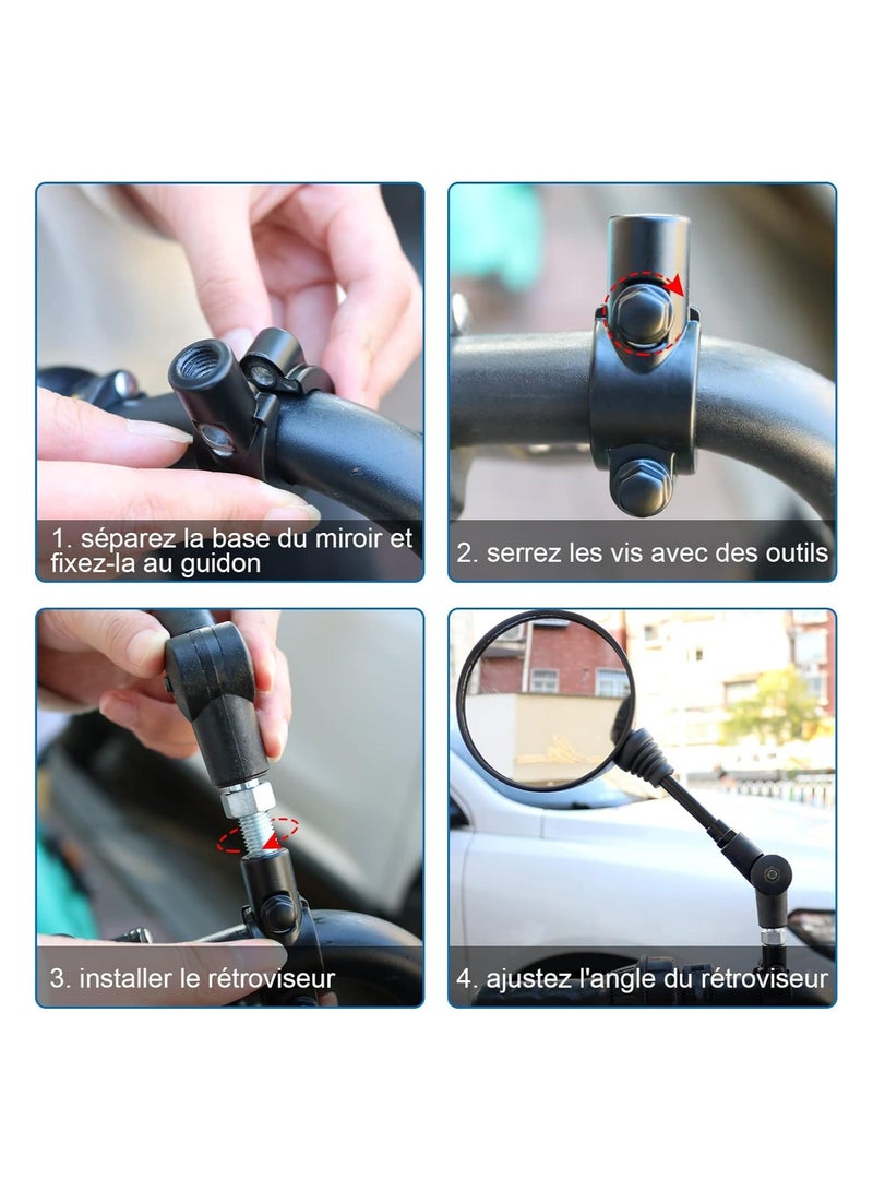 Motorcycle Mirror, Universal Motorcycle Mirror with 7/8 Inch 22 mm Handlebar Clamp, Universal Foldable Round Rear View Mirror for Motorcycles, Street Bikes, Scooters and Sports Motorcycles - Image 4