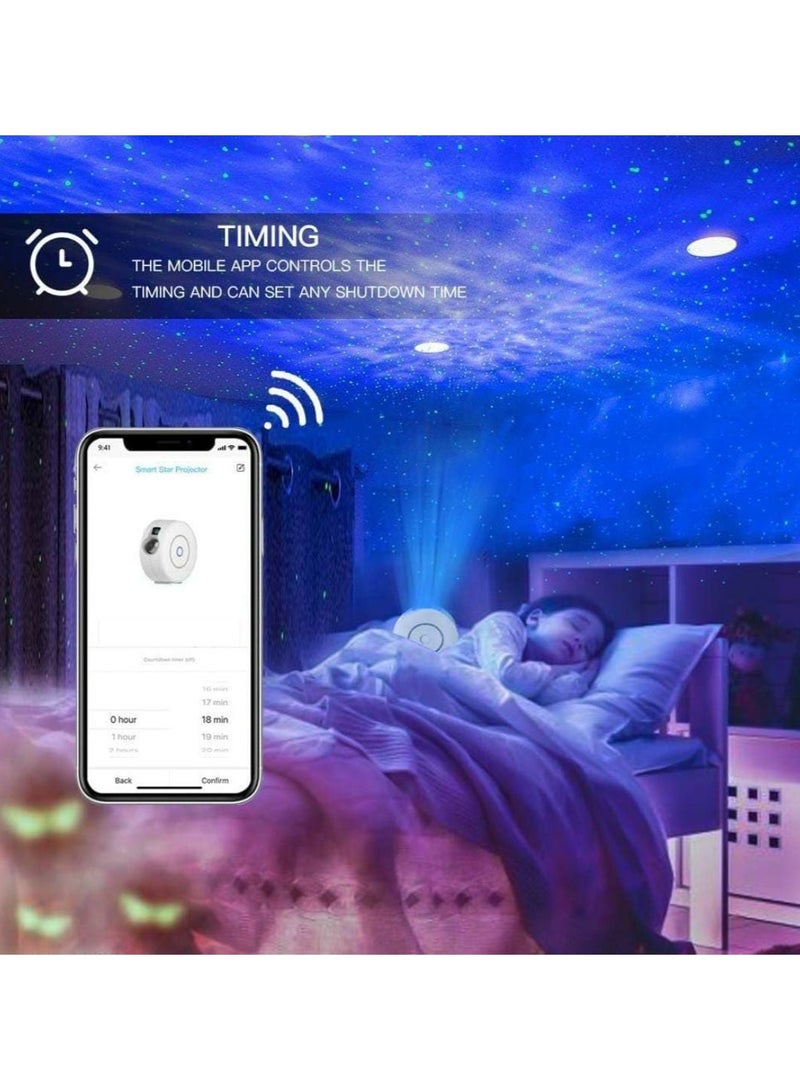 جهاز عرض النجوم الذكي، جهاز عرض النجوم الذكي، جهاز عرض النجوم الذكي، جهاز عر النجوم LEDلعرض السماء المرصعة بالنجوم للأطفال والكبار في غرف النوم والحفلات المنزلية، (أبيض)ض  - Image 2