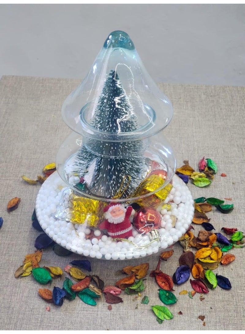 فازه تقديم وديكور زجاجي بتصميم شجرة الكريسماس - Image 3