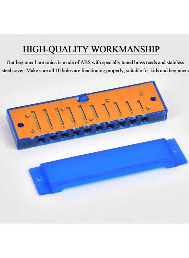 10 Holes Translucent Diatonic Harmonica Mouth Organ with PVC Box for Educational Musical Instruments Beginners Adults Professionals - Image 3