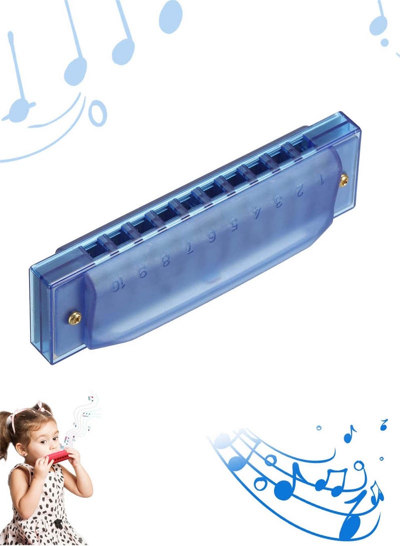 10 Holes Translucent Diatonic Harmonica Mouth Organ with PVC Box for Educational Musical Instruments Beginners Adults Professionals - Image 1