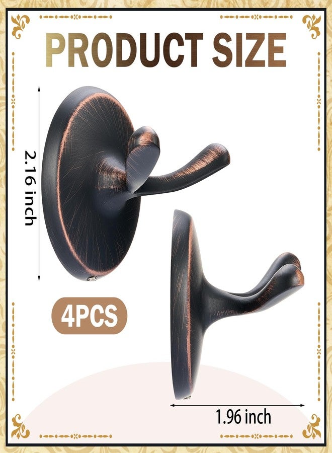 Otoolling 4-Pack Oil Rubbed Bronze Double Robe Hooks, Solid Zinc Alloy Wall Hook, Heavy Duty Oil Rubbed Bronze Accessories, Towel & Robe Hooks for Bathroom, Kitchen, Wall Mounted with Hardware - Image 2
