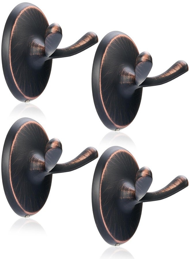 Otoolling 4-Pack Oil Rubbed Bronze Double Robe Hooks, Solid Zinc Alloy Wall Hook, Heavy Duty Oil Rubbed Bronze Accessories, Towel & Robe Hooks for Bathroom, Kitchen, Wall Mounted with Hardware - Image 1